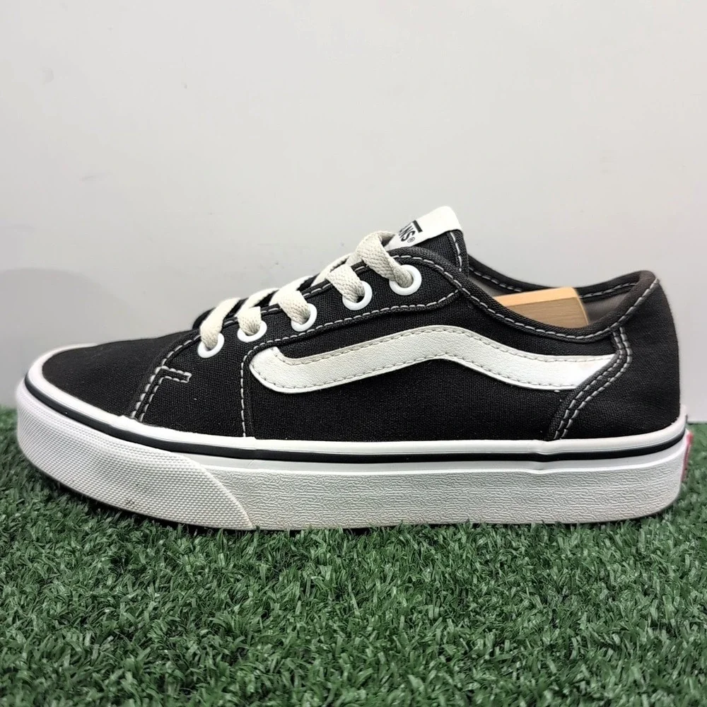 Vans Filmore Decon Shoes Women's 5.5 Medium Black White‎ Canvas Suede Sneakers